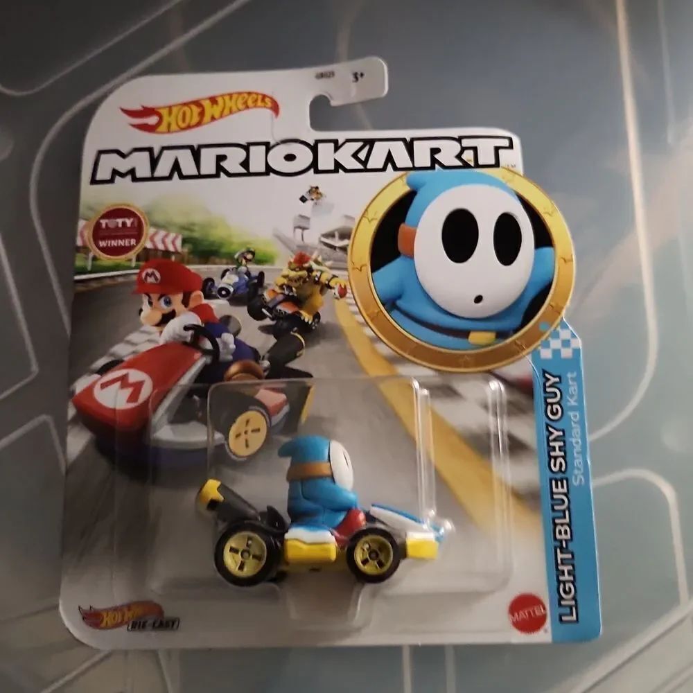 Super Mario Hot Wheels Mario Kart Light Blue Shy Guy Standard Kart NIP